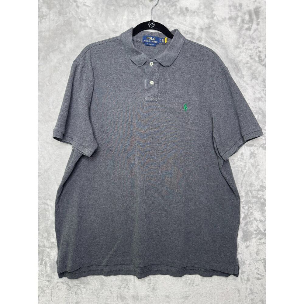 Polo Ralph Lauren Polo Shirt Men XL Dark Gary Classic Fit Pique Cotton Preppy